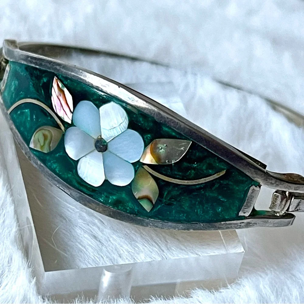 Vintage | Green Enamel Base with Inlay Abalone & Mother of Pearl Kids Size 16cm